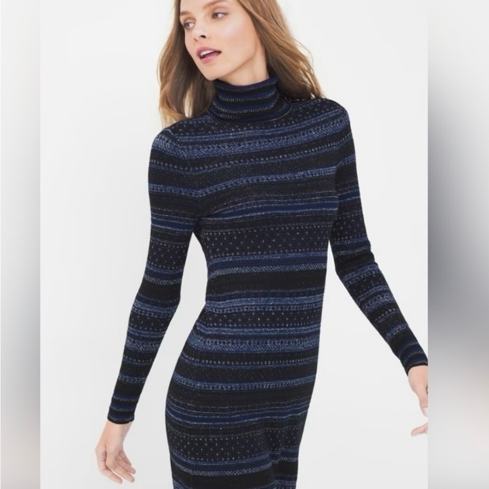 White House Black Market Navy Cowl Turtleneck Sweater